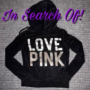 💖IN SEARCH OF💖 Victoria’s Secret Love Pink Velour Sequin Hoodie